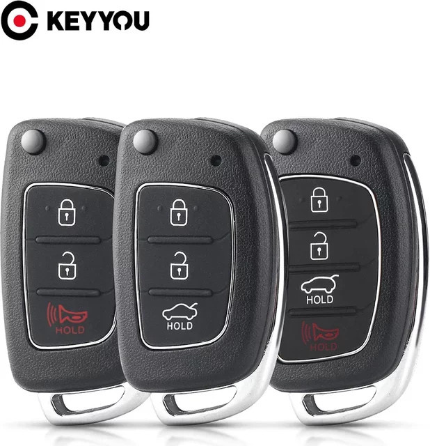 Keyyou Ersatz Gehäuse für Hyundai Mistra Santa Fe Sonate Tucson Akzent i30 i40 i45 Flip Folding Remote Key Shell Fob in Schwarz - Bild 1
