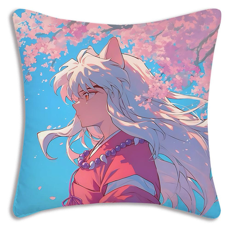 Dekorativer Inuyasha Kissenbezug aus kurzem Plüsch mit doppelseitigem Cartoon-Druck, Multicolor, B/H: 18 x 18 cm - Bild 3