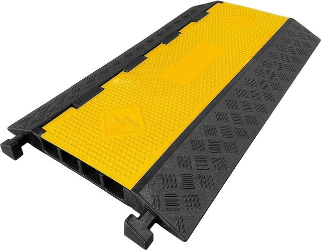 Floordirekt Vulcan Kabelbrücke Kabelschutzbrücke 4-Kanal mit Klappe, Schwarz-Gelb, B/T/H: 90,0 x 50,0 x 13,0 cm - Bild 1
