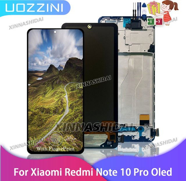 Xiaomi Redmi Note 10 Pro OLED-Bildschirm mit Touchscreen und Rahmen in Schwarz - Bild 1