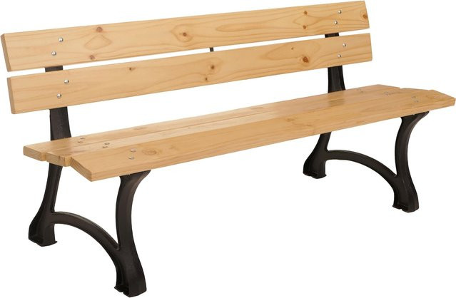 Gartenbank MCW-O20 als 3-Sitzer aus Kiefernholz und Gusseisen in Hellbraun, Breite: 170 cm - Bild 1