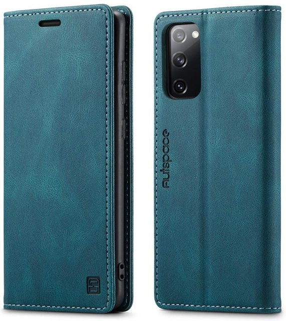 Samsung Galaxy S20 FE 5G Lederhülle als Brieftasche mit Magnetverschluss und Kartenfach in Blau - Bild 1