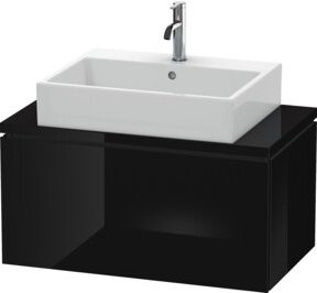 Duravit Waschtischunterschrank Compact L-Cube in Schwarz Hochglanz für Konsole mit 1 Auszug, B: 82 cm, T: 47,7 cm, H: 40 cm - Bild 1