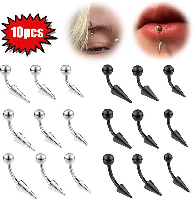 ZS Spike Curved Barbell Piercing, Edelstahl, Unisex - Bild 1