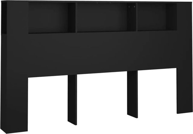 vidaXL Kopfteil mit integrierten Ablagen Schwarz B/H/T: 180 x 104,5 x 18,5 cm - Bild 1