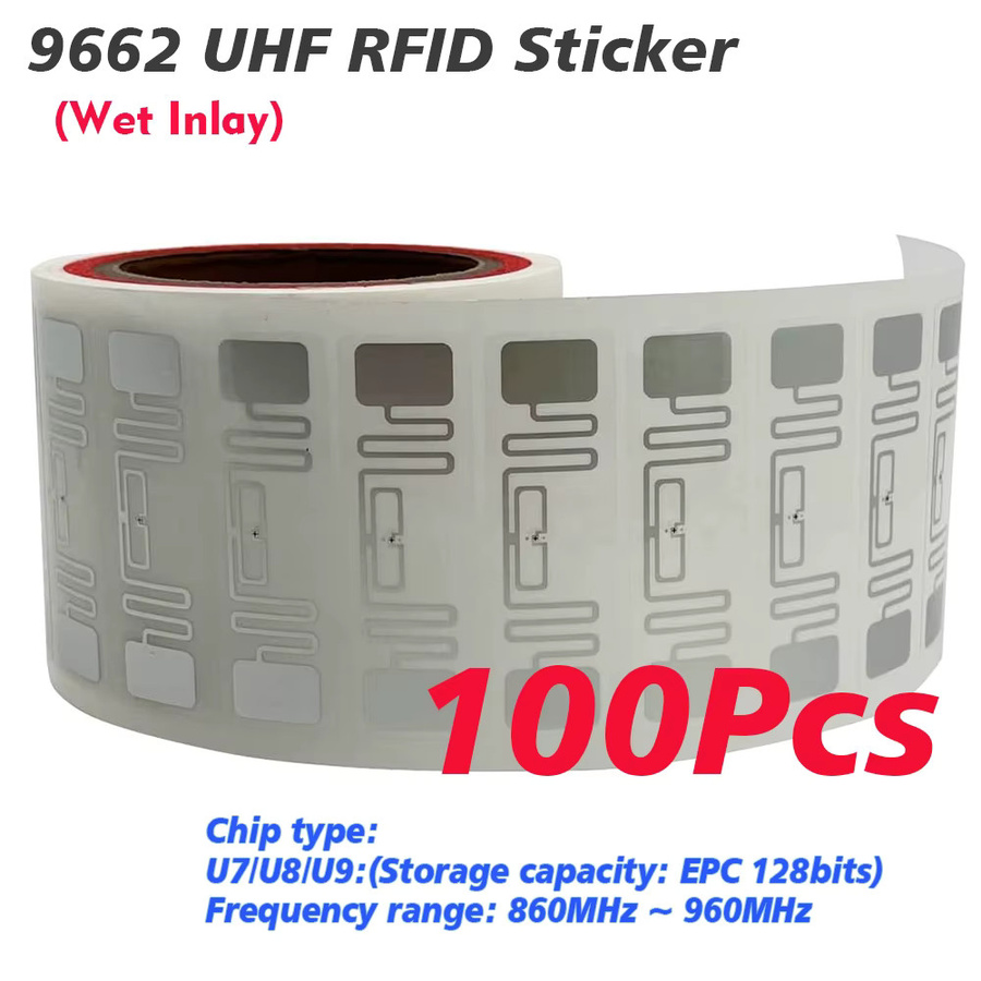 100 Stück 9662 UHF-RFID-Aufkleber in Weiß, RFID-UHF-Tags mit 860–960 MHz für Sport-Timing und Rennfahrzeuge - Bild 2