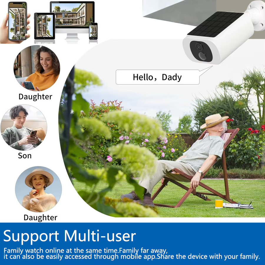 NINIVISION 5MP Outdoor Solar Kamera mit Akku, Drahtlose WIFI Überwachungskamera mit PIR-Personenerkennung, Farb-Nachtsicht und EseeCloud App, Weiß - Bild 5