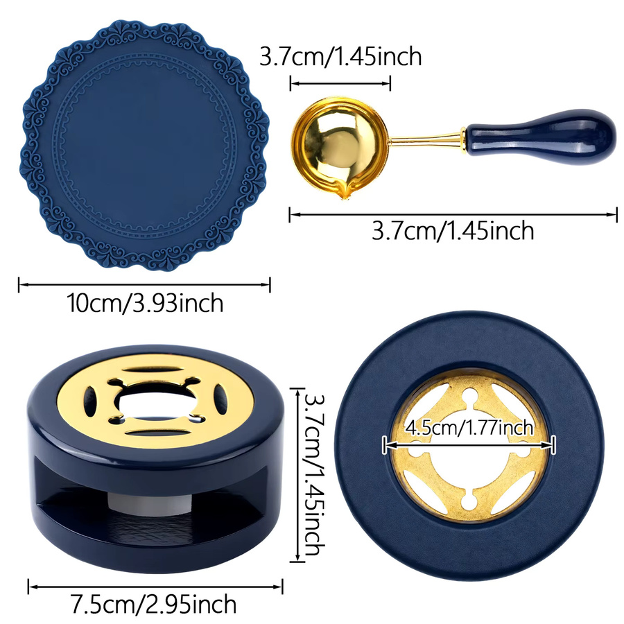 Wachsschmelzofen und Wachssiegel-Set mit Löffel und Silikonunterlage für Wachsperlen, Sticks und Briefumschläge - Bild 3
