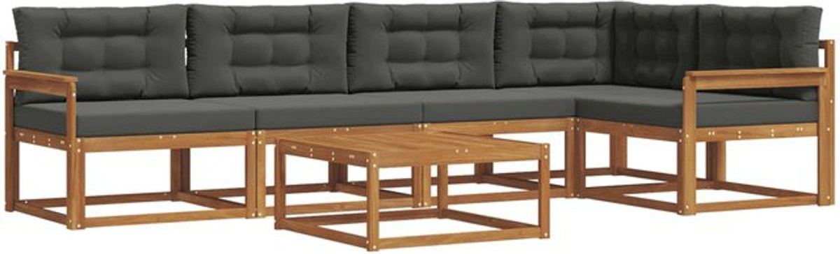 vidaxl Outdoor-Sofagarnitur aus Akazien-Massivholz mit 6-teiligem Set und Kissen in Natur und Anthrazit - Bild 1