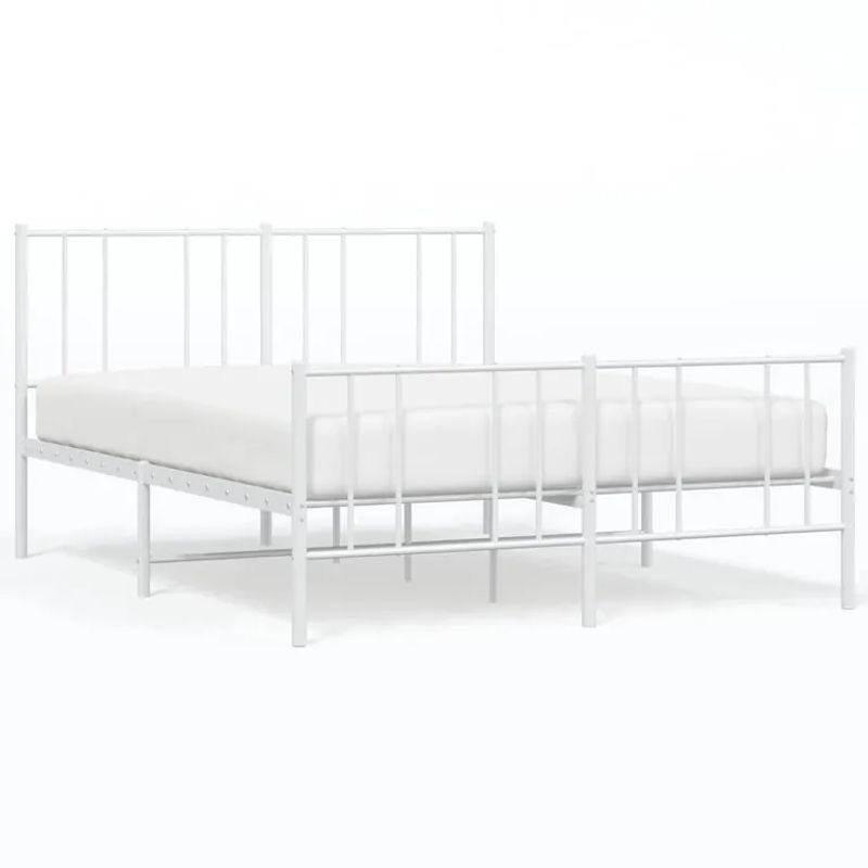 Vidaxl Metall-Bettgestell mit Kopfteil und Fußteil in Weiß, B/T/H: 150 x 200 cm - Bild 2