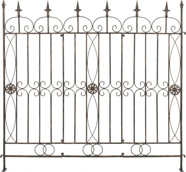 DELUKE Gartenzaun LINUS Antik Steckzaun Element aus Metall in Bronze - Bild 1