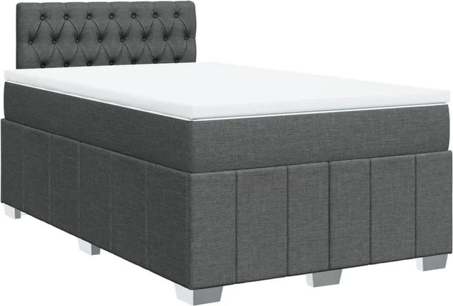 vidaXL Hybrid-Boxspringbett mit Matratze Dunkelgrau B/T/H: 120 x 200 x 100,5 cm mit USB-Ladeport und Unterbettbeleuchtung - Bild 1
