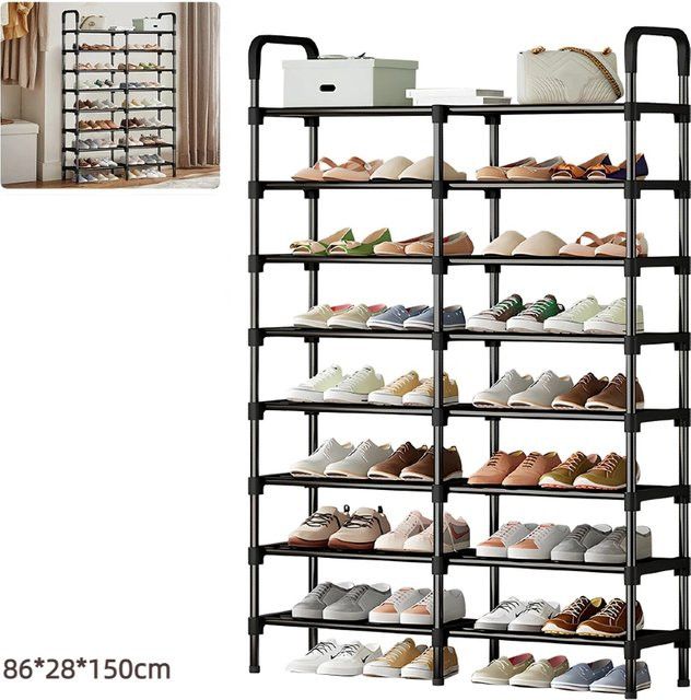 LONENESSL Mehrstöckiges Metall-Schuhregal als platzsparender Schuh-Organizer in Schwarz - Bild 1