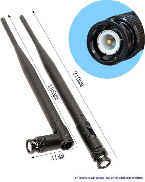 SD&HI 2er-Set UHF-Antennen mit 5dBi Gewinn, 500MHz-900MHz, 210mm Länge und BNC-Stecker in Schwarz für drahtlose Mikrofonempfänger - Bild 1