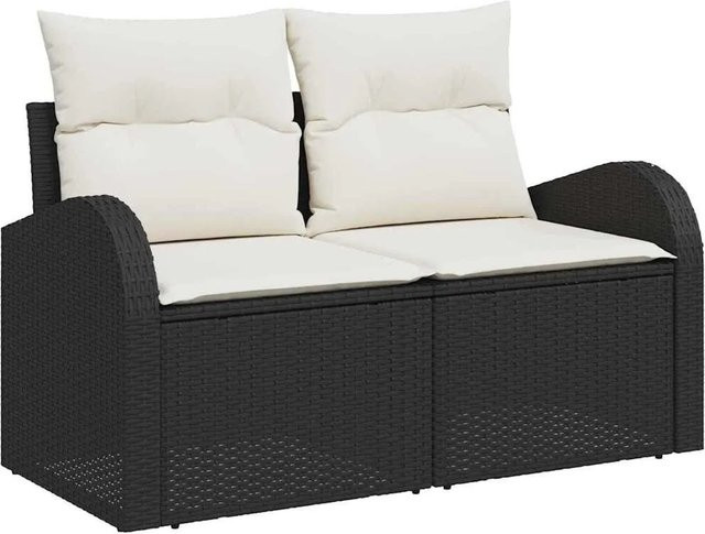 vidaXL Garten-Sofa-Set 5-tlg. mit Kissen und Stauraum in Schwarz und Beige - Bild 1
