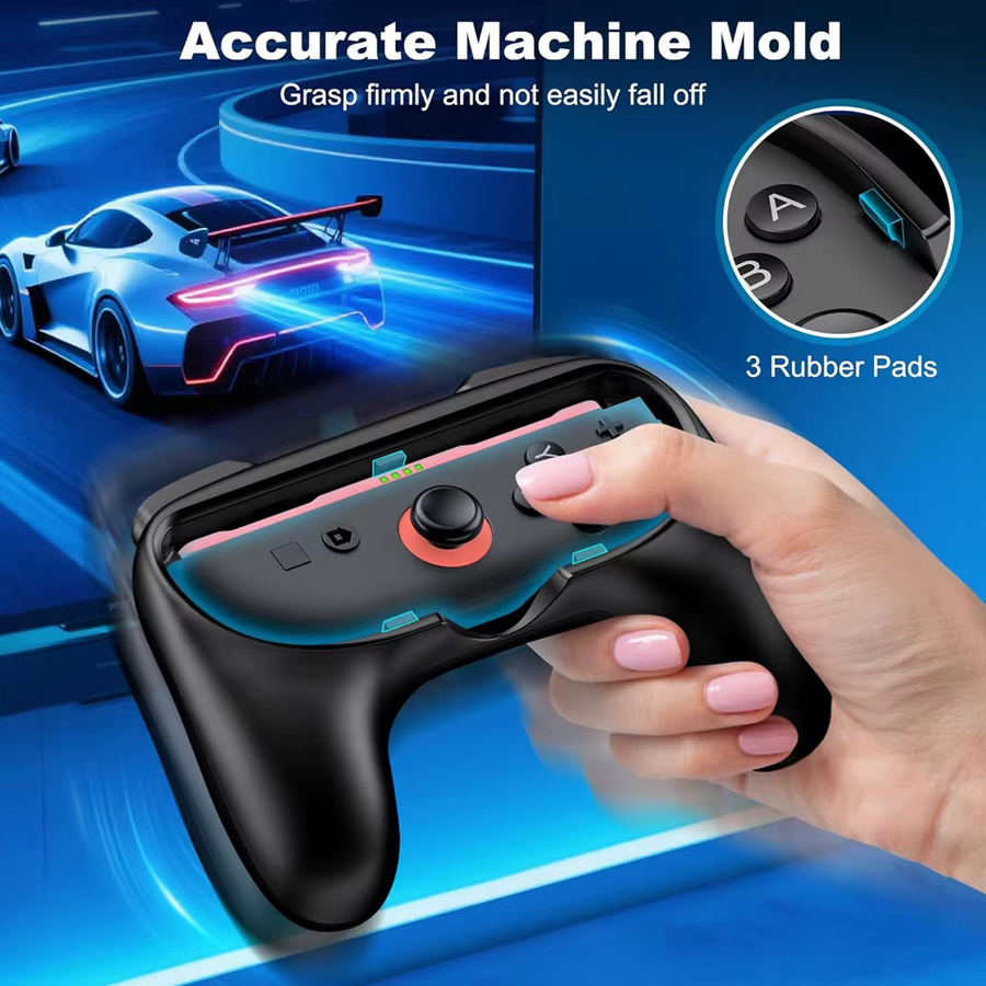 2er-Set Komfort-Griffe für Nintendo Switch 2 Controller Halterung Links und Rechts in Schwarz - Bild 2