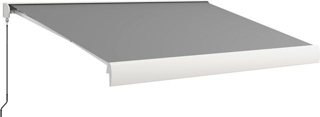 Outsunny Gelenkarmmarkise Elektrisch mit Handkurbel und Fernbedienung, Balkonmarkise Sonnenschutz zur Wandmontage aus Aluminium, Hellgrau - Bild 1