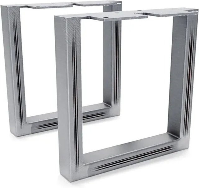 HEVVA Möbelfüße GRAZ 2er Set aus Rohstahl in Silber Matt, Höhe: 20 cm, Tiefe: 20 cm - Bild 1
