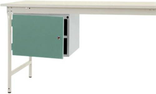 Manuflex ZB4703.0001 Gehäuse-Unterbau stationär in Weiß und Grün mit 1 Tür und Einlegeboden für Tischtiefe 800 mm, Nutzhöhe: 300 mm - Bild 1