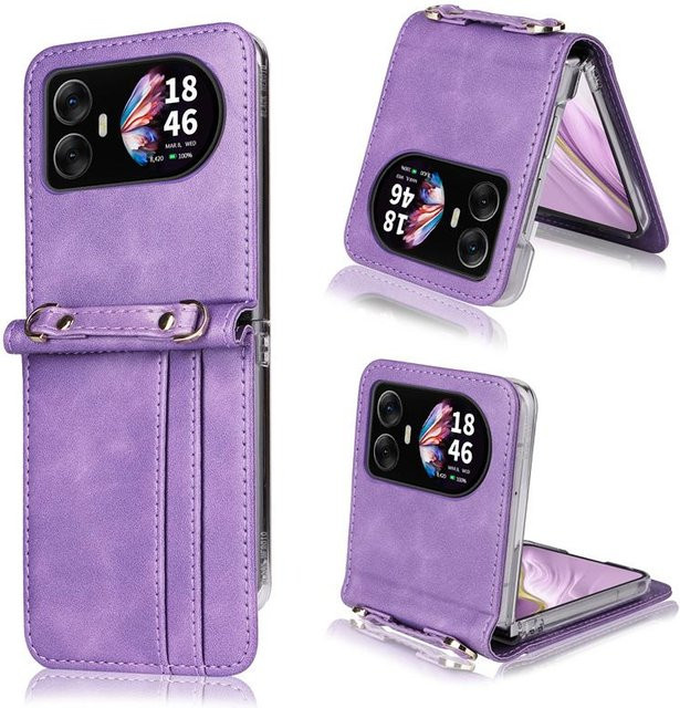 Leder Handyhülle für Blackview Hero 10 als Brieftaschen Hülle mit Lanyard und Kartenhalter in Lila - Bild 1