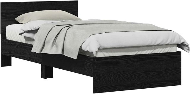 vidaXL Bettrahmen in Schwarz und Eichen-Optik aus Holzwerkstoff, B/T/H: 90 x 200 cm - Bild 1