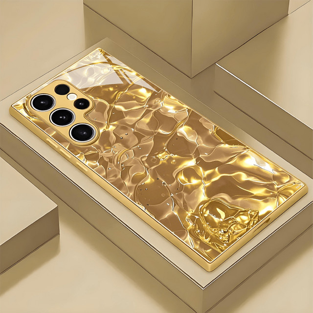Galvanisch vergoldete Handyhülle für Samsung Galaxy S26 S25 S24 S23 S22 Ultra Plus aus gehärtetem Glas mit Goldmuster - Bild 1
