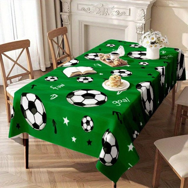 Rechteckige Tischdecke mit Fußballtor-Motiv von JMG Household Supplies, Grün, B: 140 cm, T: 90 cm - Bild 1