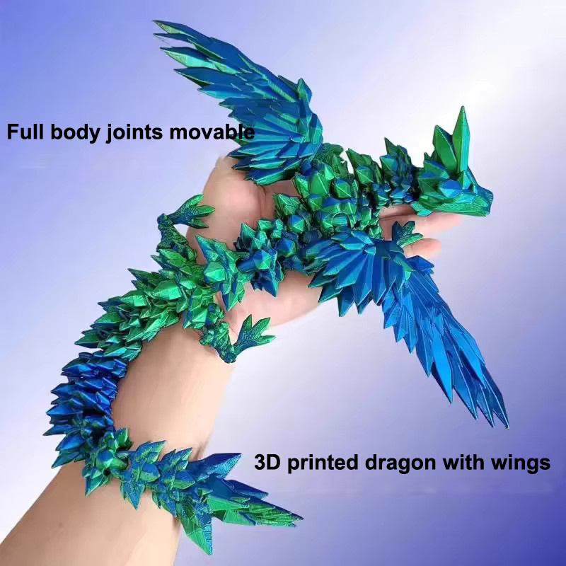 3D-gedruckte bunte Edelstein-Drachenfigur, Actionfigur, bewegliche Gelenke - Bild 3