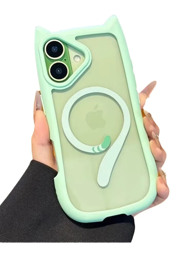 NUCWIN MagSafe Handyhülle mit Cartoon-Katzenohren für iPhone 11 bis 17 Pro Max, transparente magnetische Schutzhülle für iOS - Bild 2