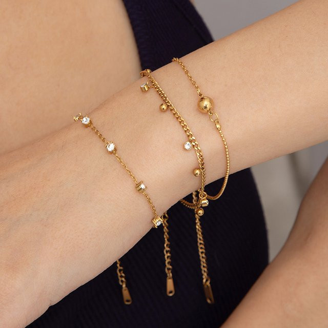 ANENJERY Armband, Edelstahl, Zirkonia, Perle, Gold, Damen - Bild 1