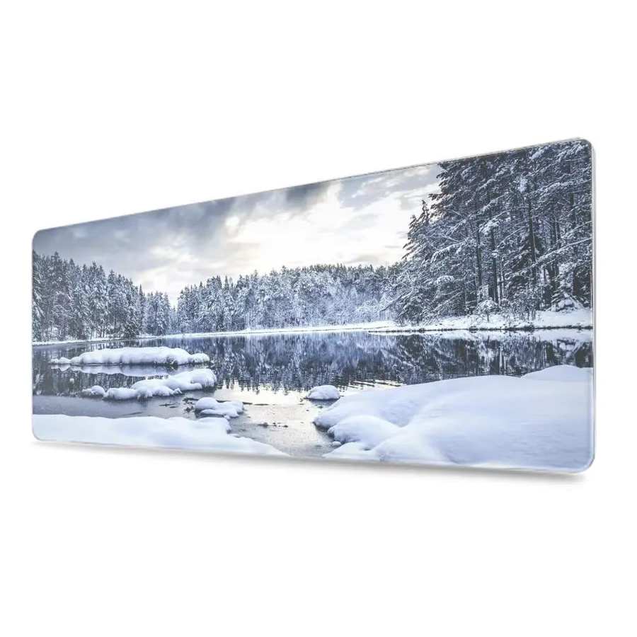 Potdemiel Mauspad Wald Schnee Szene in Multicolour, B/T: 120 x 60 cm - Bild 4