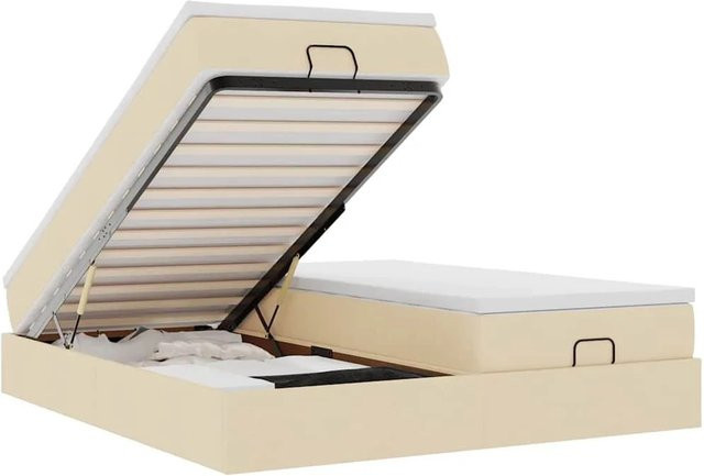vidaXL Ottoman-Bett mit Matratze in Creme, Hybrid-Boxspringbett mit Taschenfederkern und Lift-up-Funktion, B/T/H: 200 x 200 x 203 cm - Bild 1