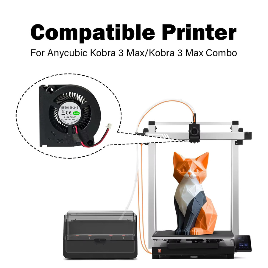 Anycubic Axial-Kühlventilator für Kobra 3 Max, DC 24V Kugellager-Lüfter für Extruder Hotend und Kühlkörper, Schwarz - Bild 5