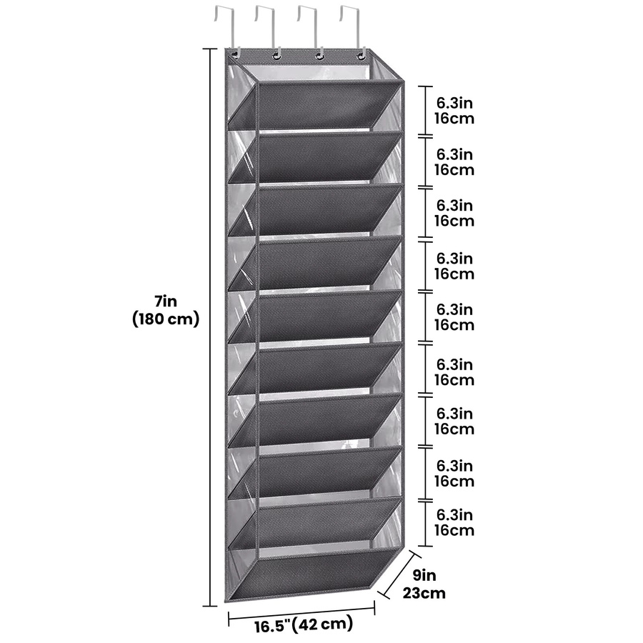 HGTUGO 10-stufiger Schuh-Organizer zum Aufhängen in Grau mit 4 Metallhaken für 20-30 Paar Schuhe, Sneaker oder Stiefel - Bild 8