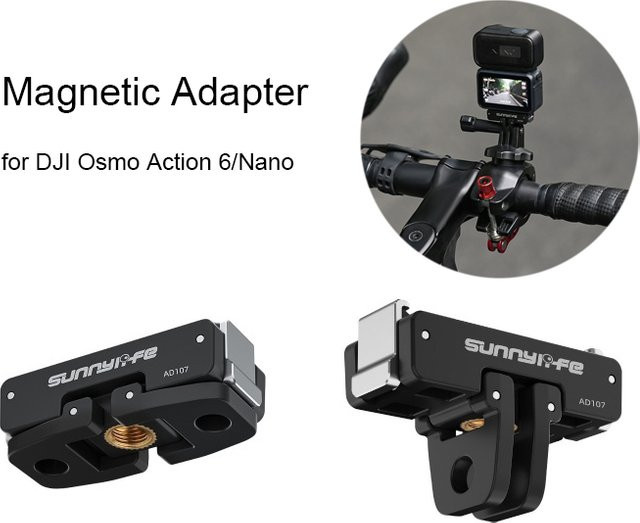 DJI Magnetischer Adapter für Osmo Action 6 und Osmo 360 II, Schnellwechsel-Montagebasis mit 1/4 Zoll Gewinde, Schwarz - Bild 1