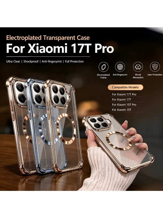 Transparente magnetische Schutzhülle mit Linsenschutzfolie für Xiaomi 17T 15T Pro 17 Pro Max 17 Ultra, stoßfeste Anti-Vergilbungs-Abdeckung - Bild 3
