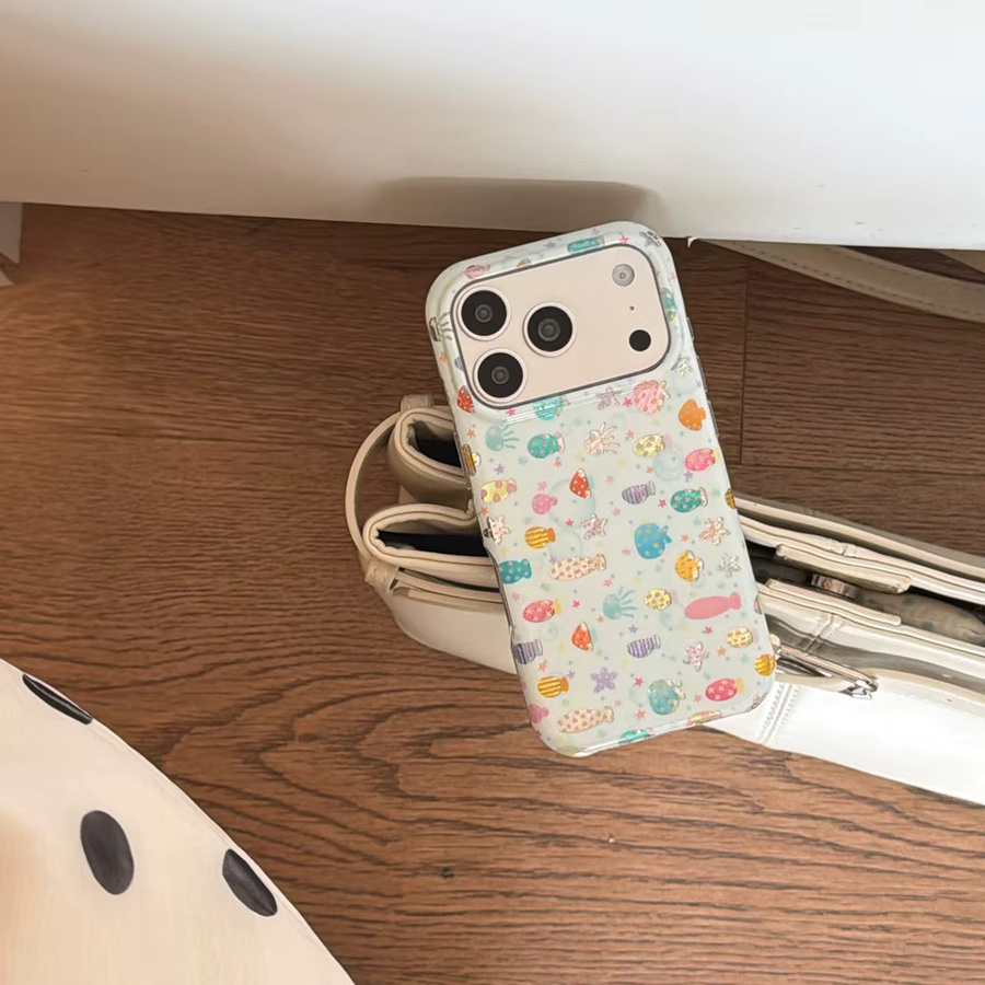 Glänzende und stoßfeste Schutzhülle mit Seestern- und Quallen-Muster für Apple iPhone 17 16 15 14 Pro Max, Multicolor - Bild 2