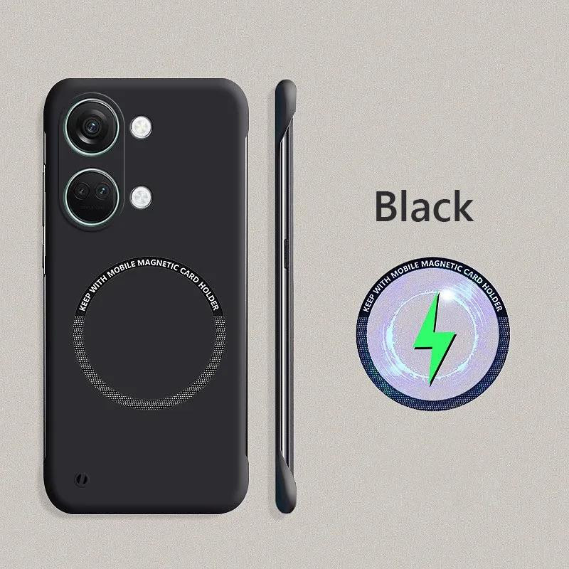 Rahmenlose magnetische Schutzhülle für OnePlus Nord 3 5G mit kabellosem Laden, harte Rückabdeckung in Schwarz, Blau, Gelb, Orange und Beige - Bild 1