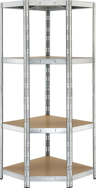 PARKSIDE Eck-Schwerlastregal mit 4 verstellbaren Böden aus verzinktem Stahl, Farbe Silber, B/T/H: 70 x 70 x 180 cm, Tiefe: 40 cm - Bild 1