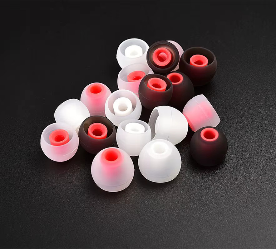 QKZ Zweifarbige Silikon-Ohrstöpsel für In-Ear-Kopfhörer in Schwarz-Rot mit Aufbewahrungsbox - Bild 5