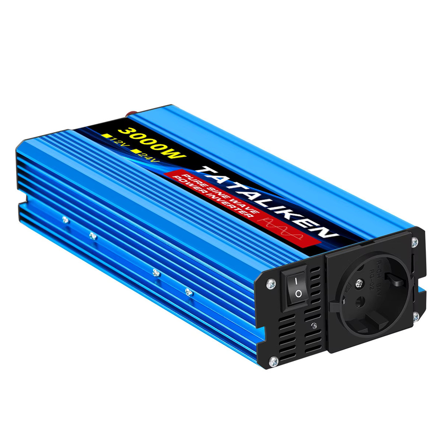 TATALIKEN Sinus-Wechselrichter 3000 W, 12 V auf 230 V / 240 V Auto-Konverter-Adapter mit EU-Steckdosen und Lüfter, Blau - Bild 3
