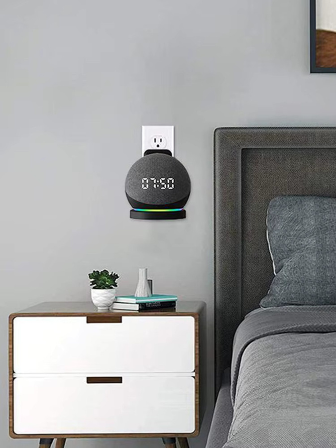 Wandhalterung für Amazon Echo Dot 5 und 4 in Schwarz mit integriertem Kabelmanagement aus Kunststoff - Bild 4