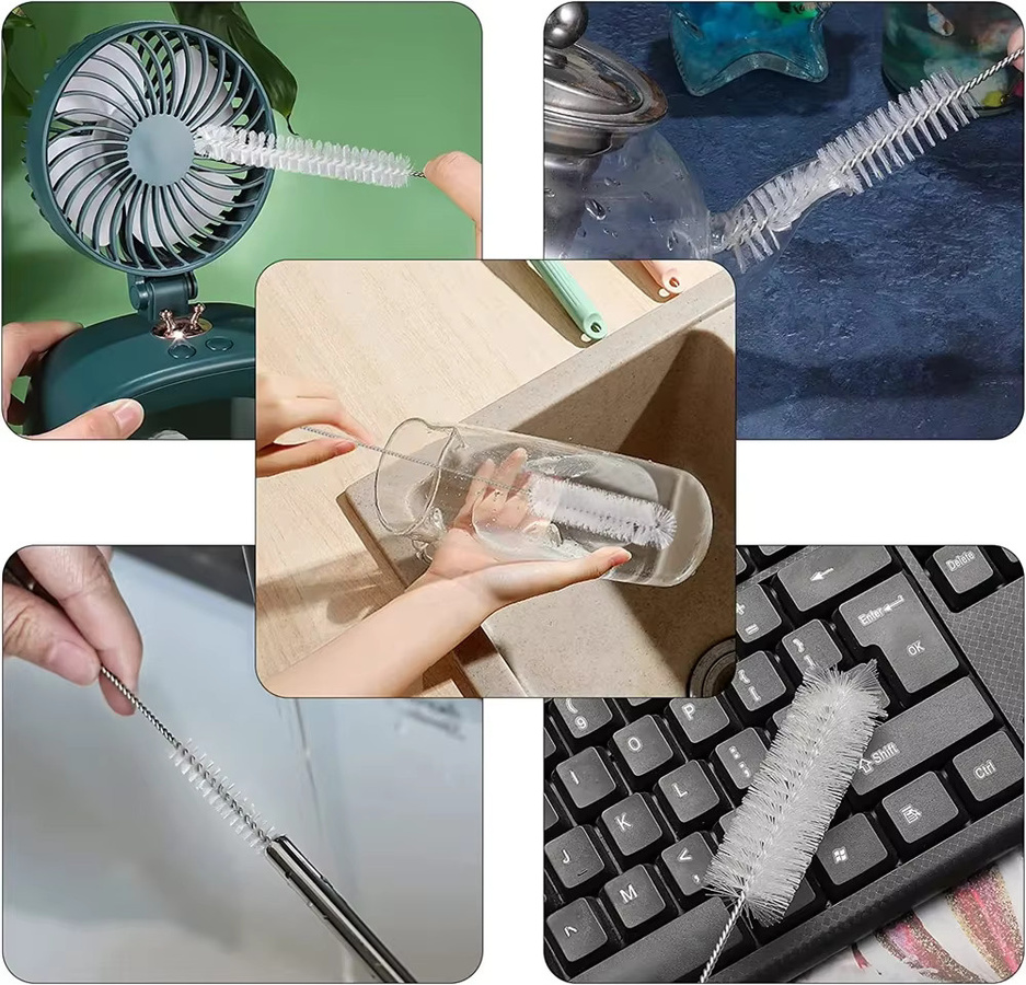 10 Stück multifunktionale Flaschenreinigungsbürsten in Schwarz zur Reinigung von Trinkhalmen und Flaschen mit schmalem Hals - Bild 2
