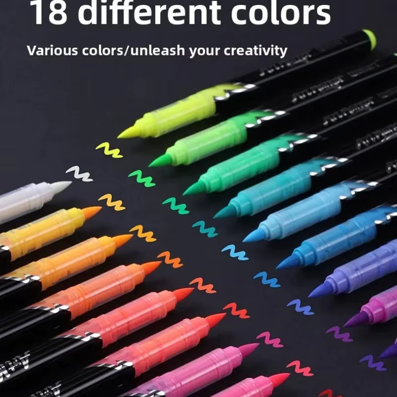 18 Farben UV-Fluoreszierende Marker mit weicher Brush-Spitze für DIY-Zeichnungen, Graffiti und Schulbedarf in Multicolour - Bild 5