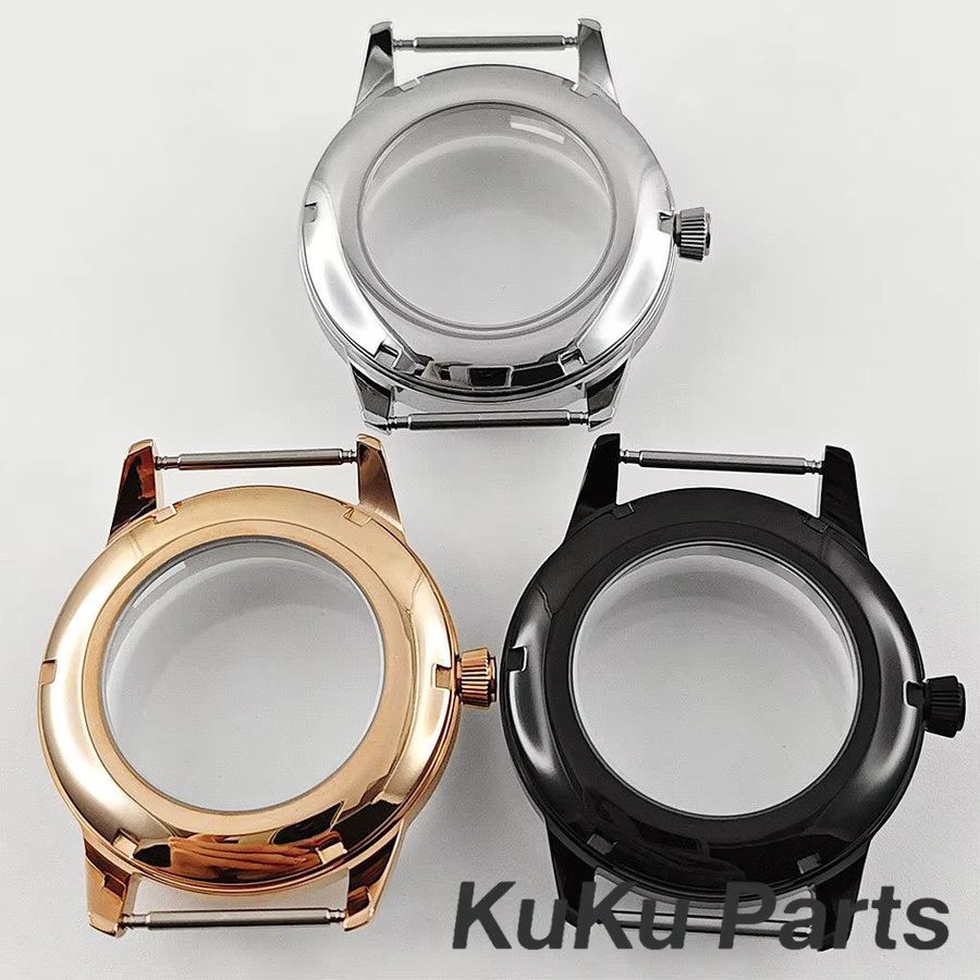 HUANXIAO Uhrengehäuse Edelstahl, 40 mm, Silber, Roségold, Schwarz, Unisex - Bild 2