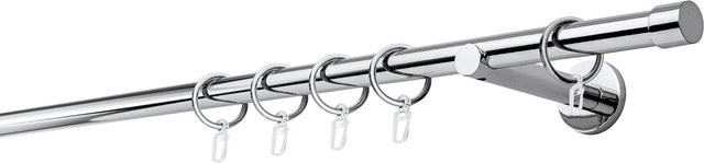 ONDECO 1-läufiges Rohr mit Wandträger und Endstück Cap in Chrom, Farbe: Silber, Länge: 300 cm, Durchmesser: 20 mm, Wandträger-Abstand: 12 cm - Bild 1