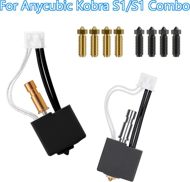 Anycubic Hotend für Kobra S1 Combo Druckkopf mit gehärteter Stahl-Düse in Schwarz - Bild 1