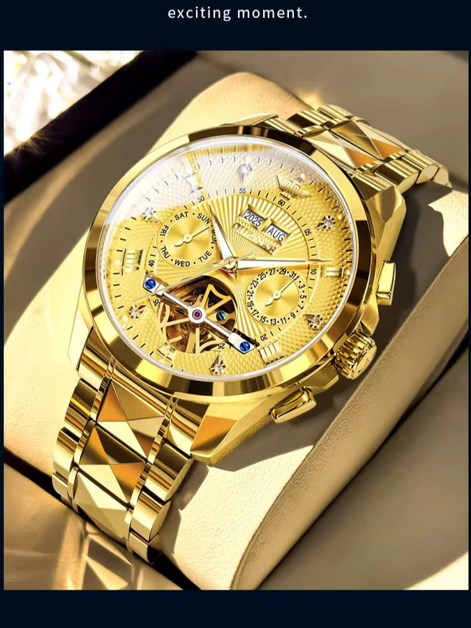 OUPINKE Armbanduhr, Automatik, Edelstahl, Gold, Herren - Bild 7