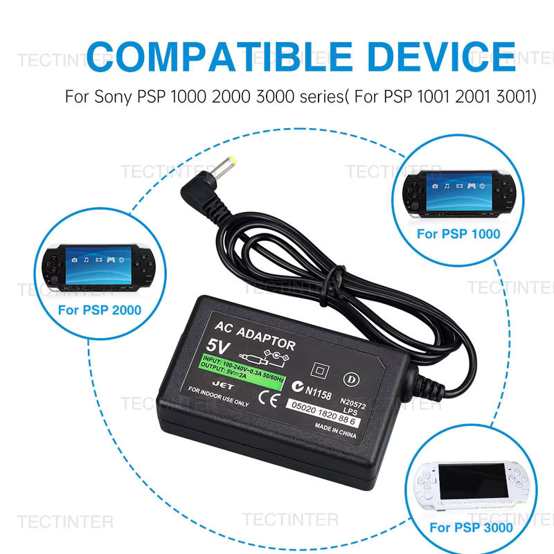 TECTINTER 5V AC-Netzteil für PlayStation PSP 1000, 2000 und 3000 Serie in Schwarz mit EU-Stecker - Bild 2