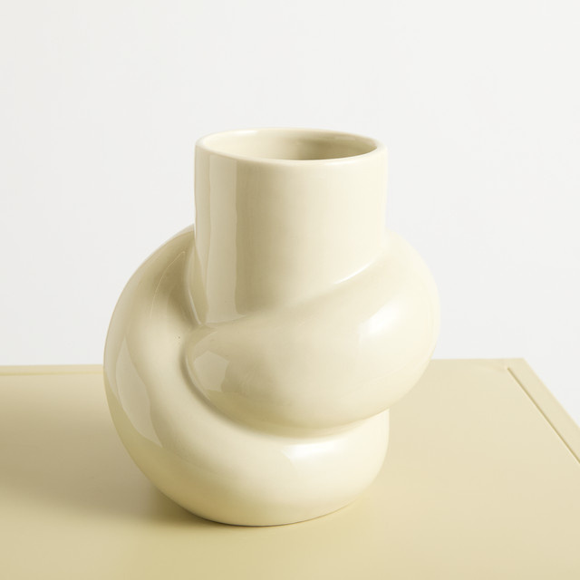 Moderne Keramik Vase von BLUME2000 in Beige mit Knotenform, Höhe: 17,0 cm, Breite: 14,0 cm, Tiefe: 14,0 cm - Bild 1